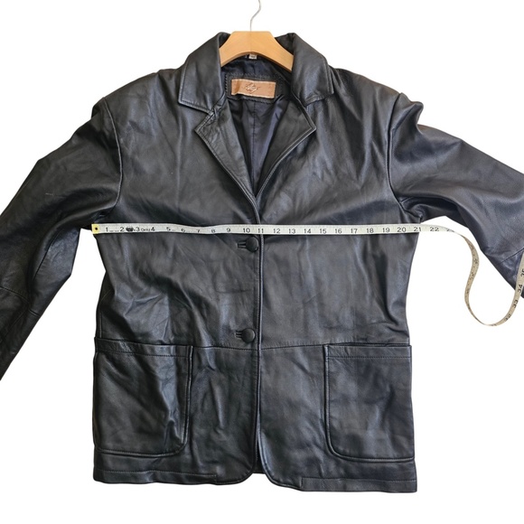 Vintage Black Genuine Leather Blazer Jacket – Men’s Size 42 L - Picture 4 of 7